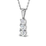 Drop Diamond Trilogy Pendant Necklace 0.30ct G/SI 9k White Gold - All Diamond