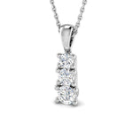 Drop Diamond Trilogy Pendant Necklace 0.55ct G/SI 9k White Gold - All Diamond