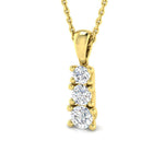 Drop Diamond Trilogy Pendant Necklace 0.55ct G/SI 9k Yellow Gold - All Diamond