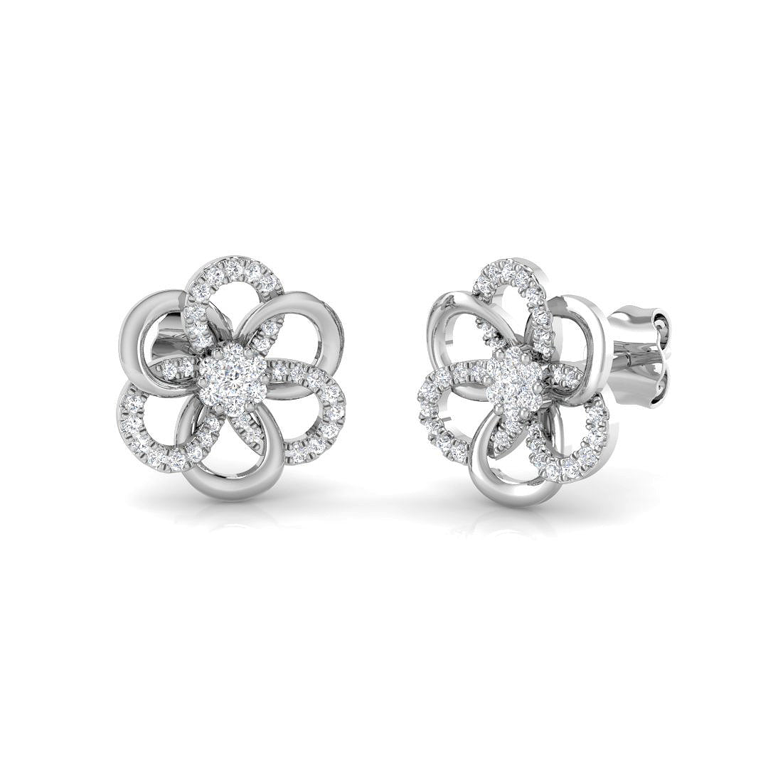 Flower Diamond Earrings 0.20ct G/SI Quality 18k White Gold 10.2mm - All Diamond