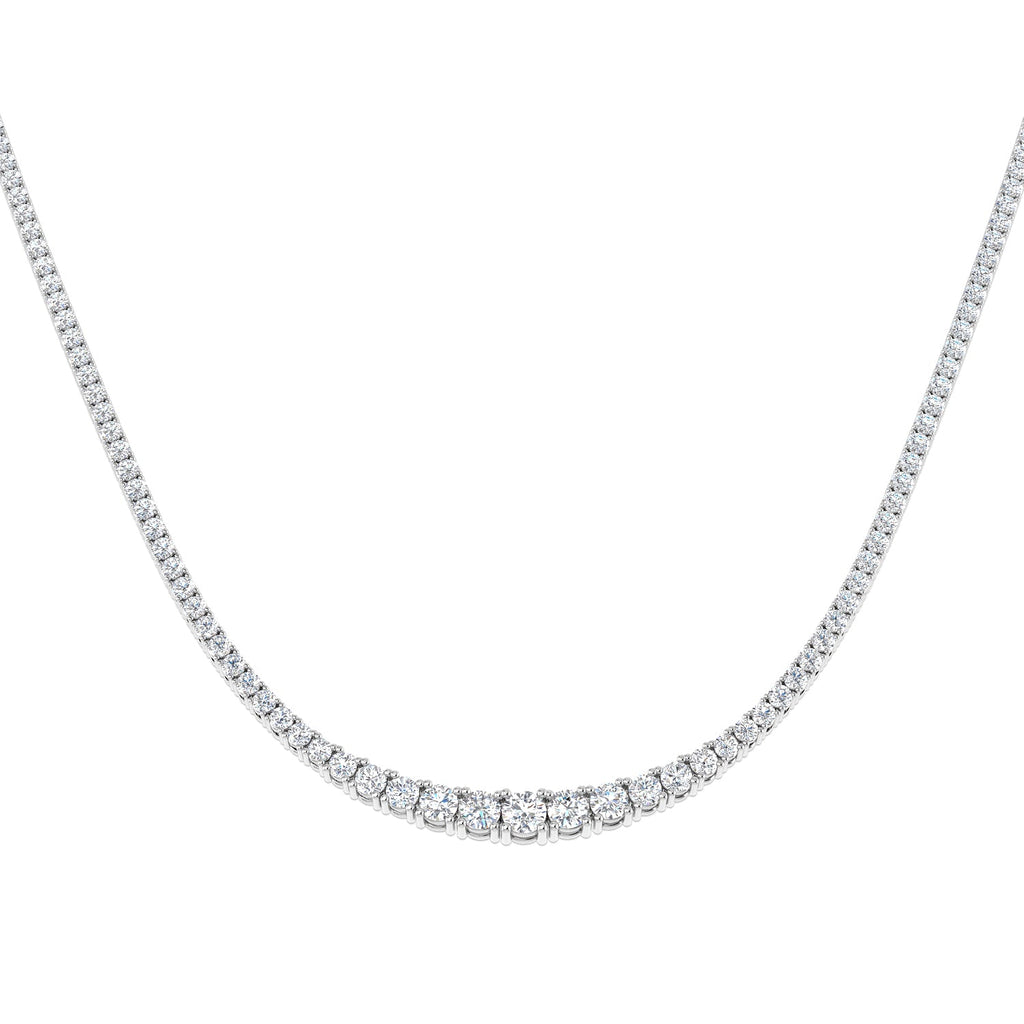 Graduated Diamond Tennis Necklace 14.00ct G/SI Quality 18k White Gold - All Diamond