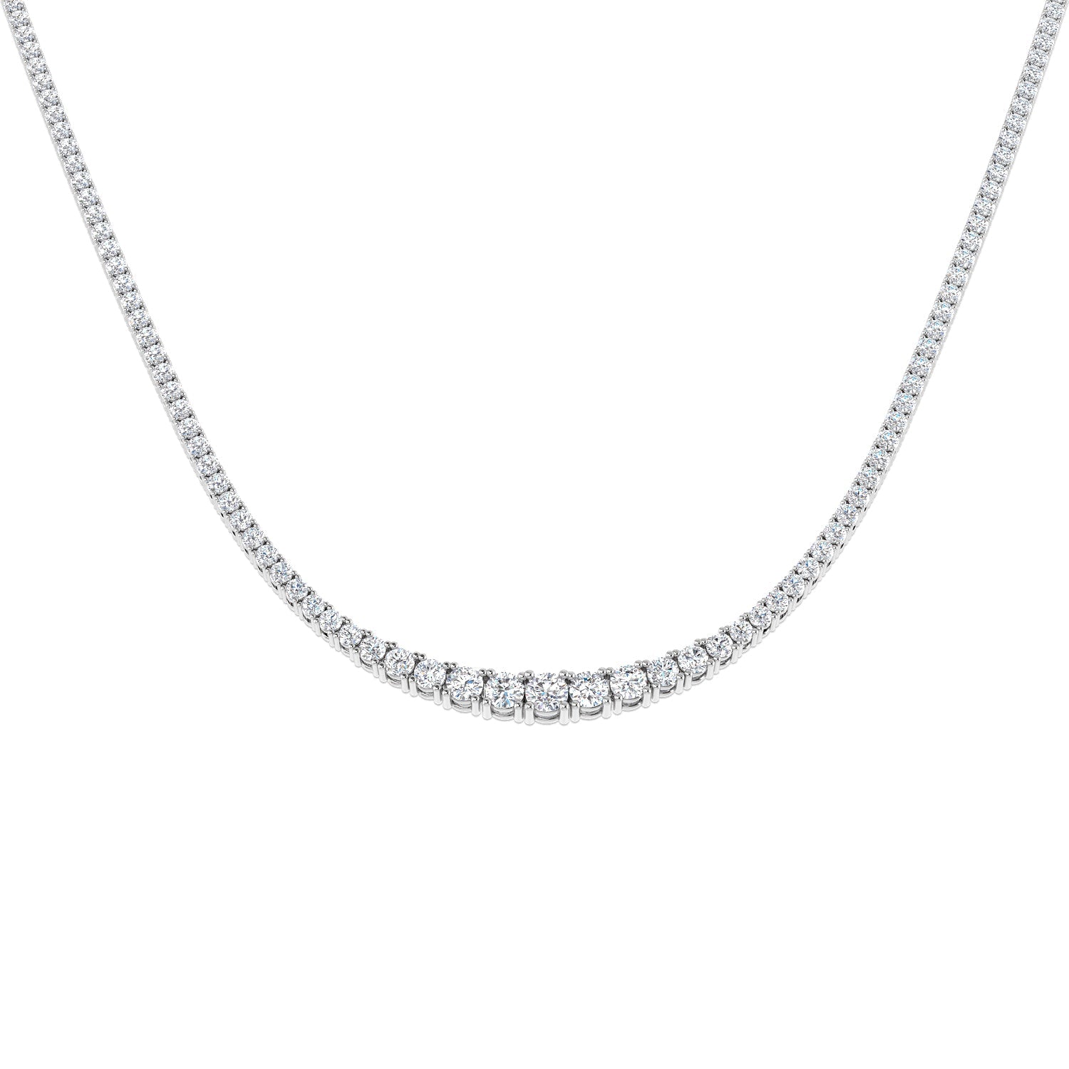 Graduated Diamond Tennis Necklace 7.50ct G/SI Quality 18k White Gold - All Diamond