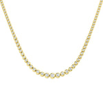 Graduated Rub Over Diamond Tennis Necklace 7.80ct G/SI 18k Yellow Gold - All Diamond