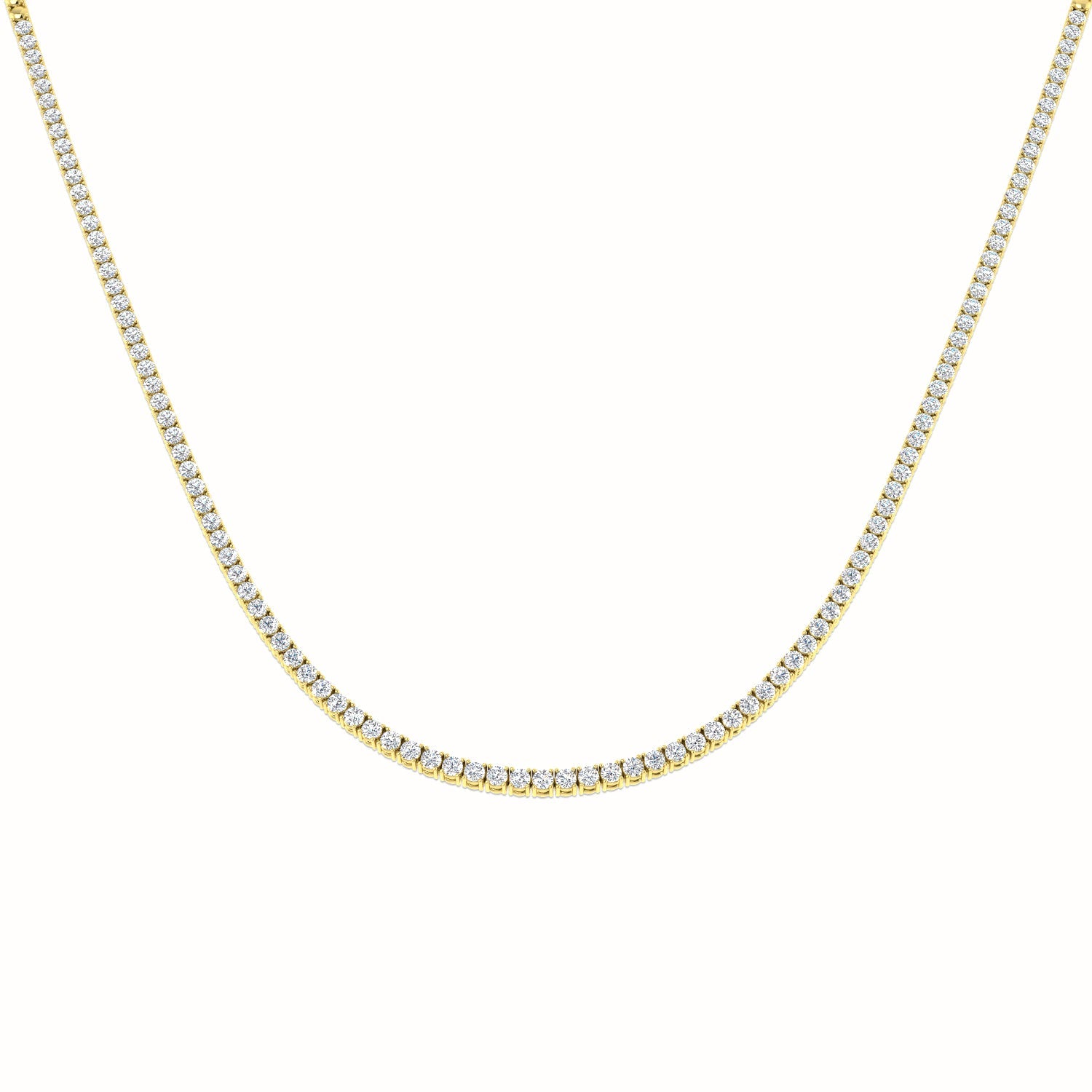 Half Set Diamond Tennis Necklace 2.70ct G/SI Quality 18k Yellow Gold - All Diamond