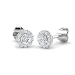 Halo Diamond Earrings 0.30ct Set in 18k White Gold 3.0mm - All Diamond