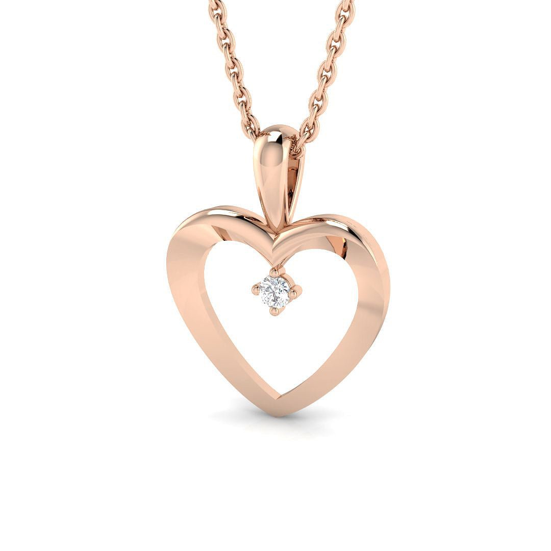 Heart Pendant 0.02ct Diamond 9K Rose Gold - All Diamond