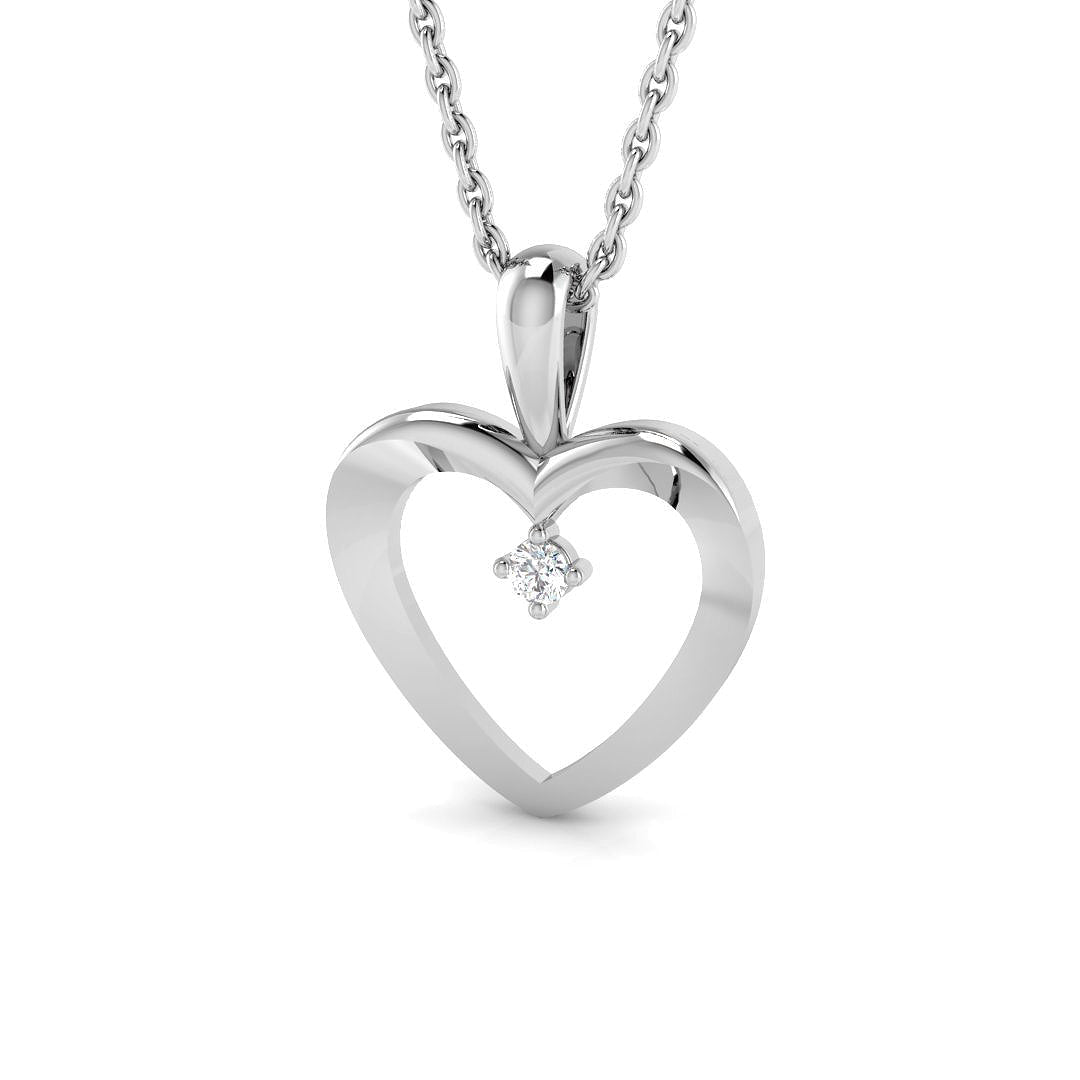 Heart Pendant 0.02ct Diamond 9K White Gold - All Diamond