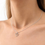 Heart Pendant Necklace 0.02ct Diamond 9K White Gold - All Diamond