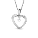 Heart Pendant Necklace 0.02ct Diamond 9K White Gold - All Diamond