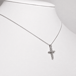 Modern Diamond Cross Pendant Necklace 0.50ct in 9k White Gold - All Diamond