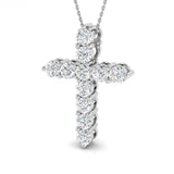 Modern Diamond Cross Pendant Necklace 2.00ct in 18k White Gold - All Diamond