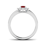 Oval 0.50ct Ruby 0.20ct Diamond Cluster Ring 18k White Gold - All Diamond