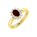 Oval 0.50ct Ruby 0.20ct Diamond Cluster Ring 18k Yellow Gold - All Diamond