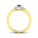 Oval 0.50ct Ruby 0.20ct Diamond Cluster Ring 18k Yellow Gold - All Diamond