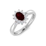 Oval 0.50ct Ruby 0.20ct Diamond Cluster Ring in Platinum - All Diamond