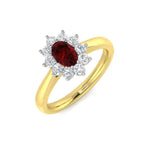 Oval 0.50ct Ruby 0.30ct Diamond Cluster Ring 18k Yellow Gold - All Diamond