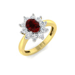 Oval 1.00ct Ruby 0.60ct Diamond Cluster Ring 18k Yellow Gold - All Diamond