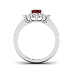 Oval 1.50ct Ruby 0.50ct Diamond Cluster Ring 18k White Gold - All Diamond