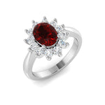Oval 1.50ct Ruby 0.50ct Diamond Cluster Ring 18k White Gold - All Diamond