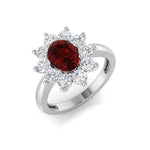 Oval 1.50ct Ruby 1.00ct Diamond Cluster Ring 18k White Gold - All Diamond
