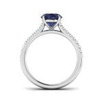 Oval Blue Sapphire and Diamond Engagement Ring 2.30ct Platinum - All Diamond