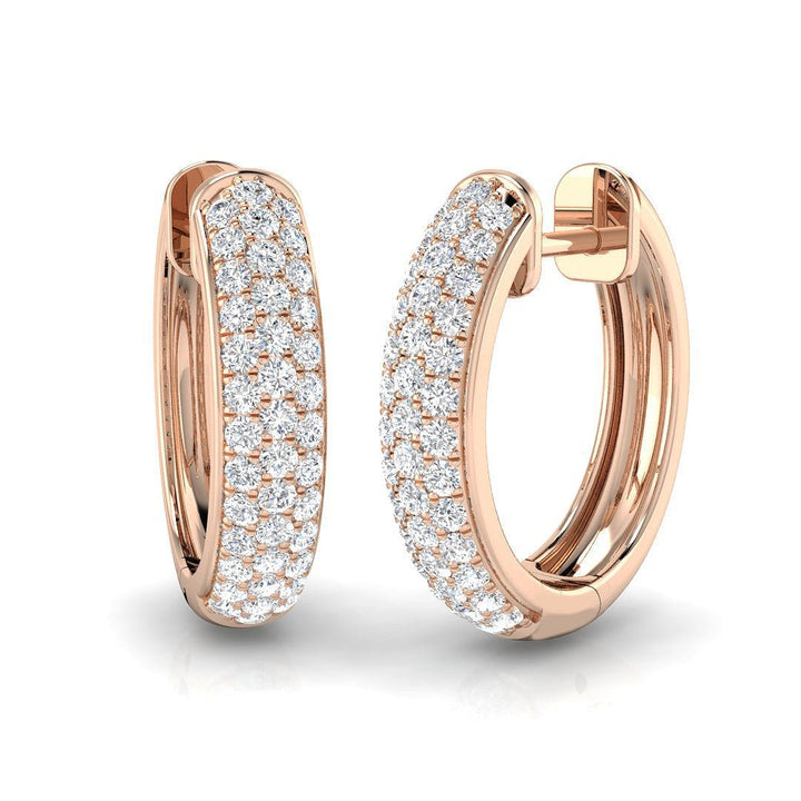 Argollas Pave de Diamantes 0.70ct Calidad G/SI en Oro Rosa 18k