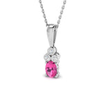 Pink Sapphire 0.40ct and 0.07ct Diamond Necklace in 9k White Gold - All Diamond