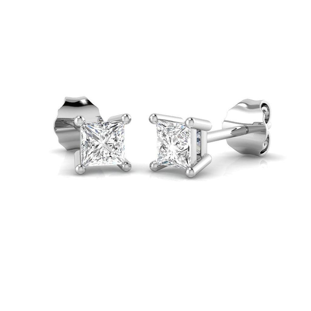Princess Diamond Stud Earrings 0.50ct G/SI Quality in 18k White Gold - All Diamond