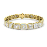 Round & Baguette Diamond Bracelet 7.00ct G/SI in 18k Yellow Gold - All Diamond