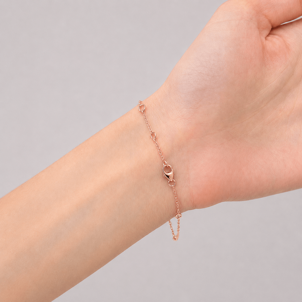 Round Diamond Chain Bracelet 0.20ct G/SI in 18k Rose Gold - All Diamond