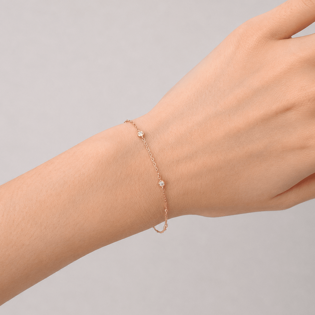 Round Diamond Chain Bracelet 0.20ct G/SI in 18k Yellow Gold - All Diamond