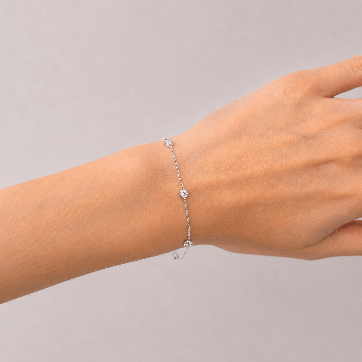 Round Diamond Chain Bracelet 0.75ct G/SI in 18k White Gold - All Diamond