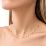 Round Diamond Chain Necklace 0.32ct G/SI 18k Yellow Gold 16" - All Diamond