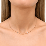 Round Diamond Chain Necklace 0.88ct G/SI 18k Rose Gold 16" - All Diamond