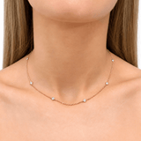 Round Diamond Chain Necklace 0.88ct G/SI 18k Rose Gold 16" - All Diamond