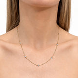 Round Diamond Chain Necklace 1.10ct G/SI 18k Yellow Gold 18" - All Diamond