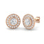 Rub Over Diamond Halo Earrings 1.30ct G/SI Quality in 18k Rose Gold - All Diamond