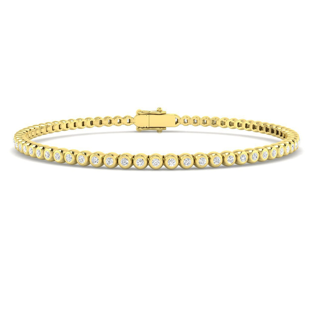 Rub Over Diamond Tennis Bracelet 1.00ct G/SI in 18k Yellow Gold - All Diamond