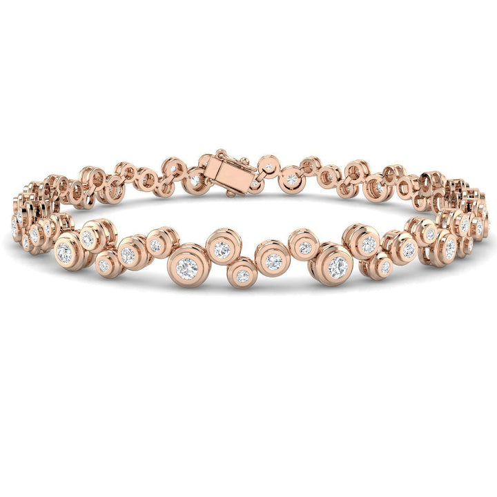Rub Over Diamond Tennis Brazalete de 1,40 ct G/SI en oro rosado de 18 k
