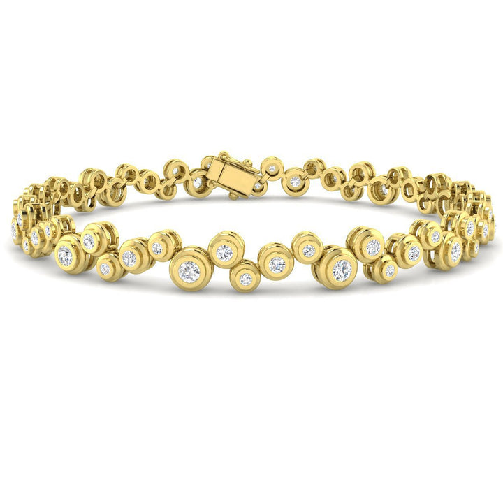 Rub Over Diamond Tennis Brazalete de 1,40 ct G/SI en oro amarillo de 9 k