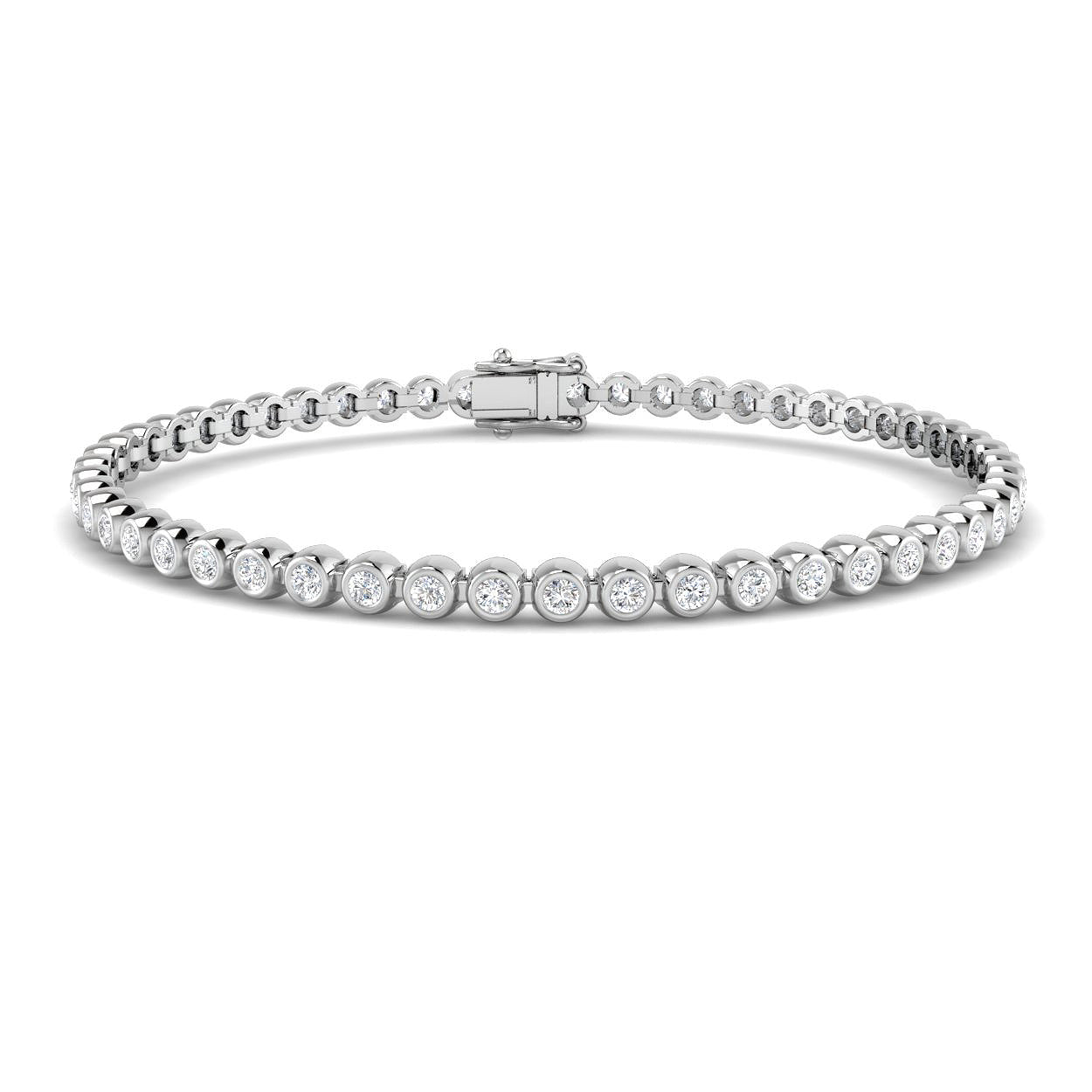 Rub Over Diamond Tennis Bracelet 2.00ct G/SI in 18k White Gold - All Diamond