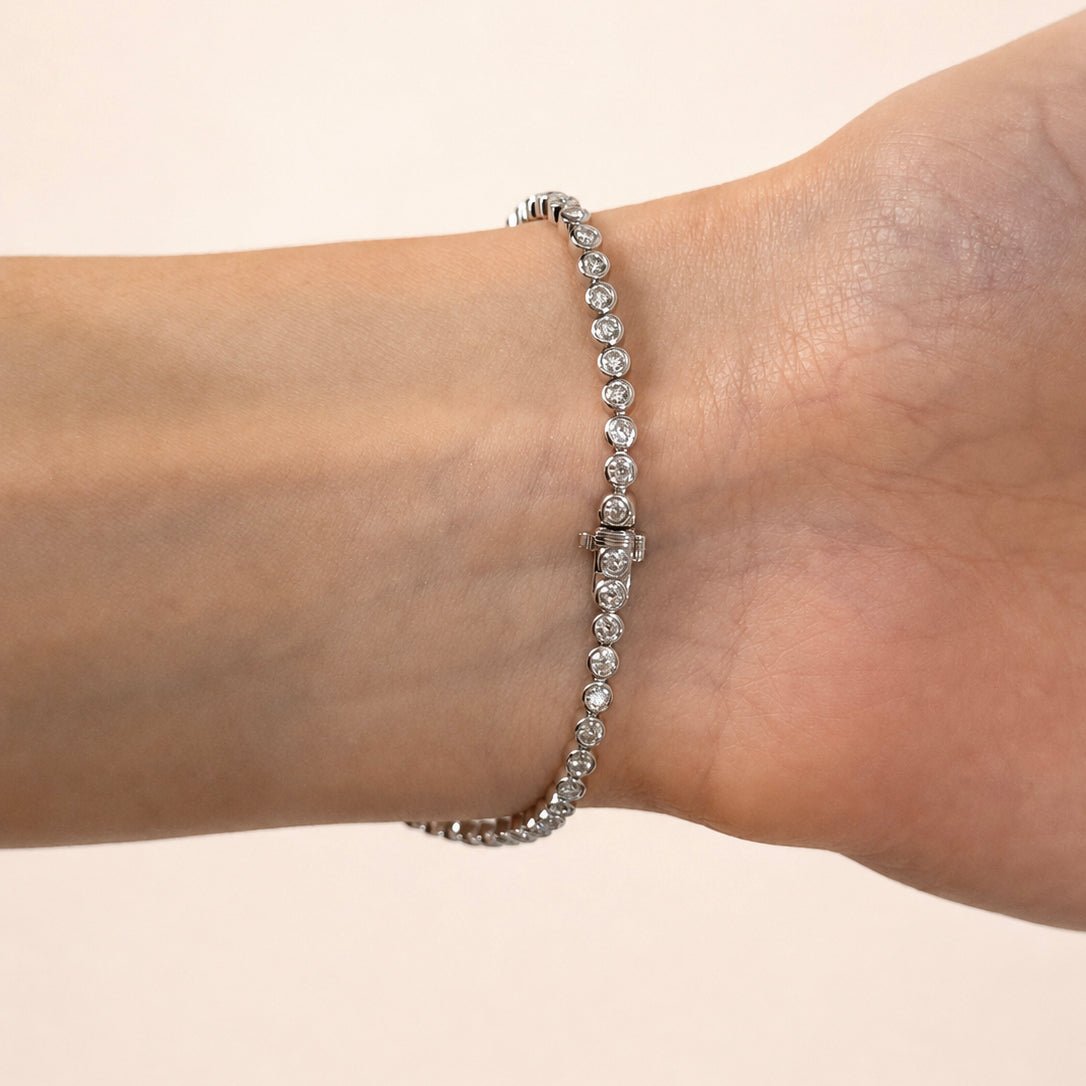 Rub Over Diamond Tennis Bracelet 2.00ct G/SI in 9k White Gold - All Diamond