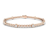 Rub Over Diamond Tennis Bracelet 2.50ct G/SI in 18k Rose Gold - All Diamond