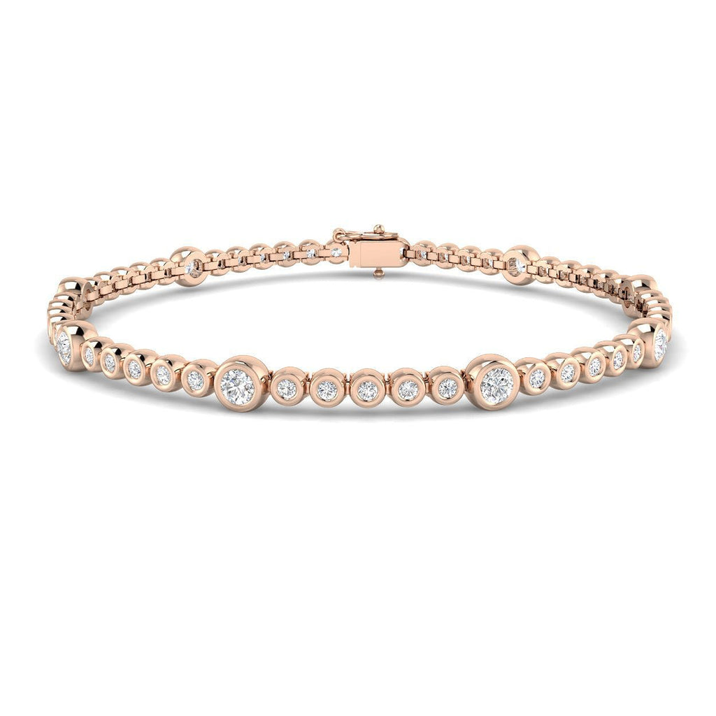 Rub Over Diamond Tennis Bracelet 2.50ct G/SI in 18k Rose Gold - All Diamond