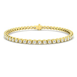 Rub Over Diamond Tennis Bracelet 3.00ct G/SI in 9k Yellow Gold - All Diamond