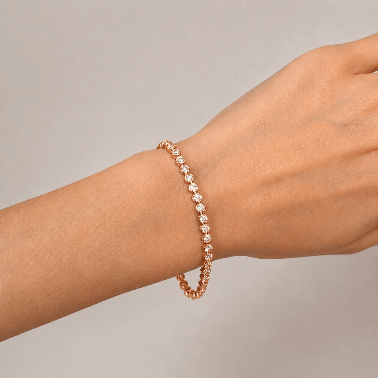 Rub Over Diamond Tennis Bracelet 4.00ct G/SI in 18k Rose Gold - All Diamond
