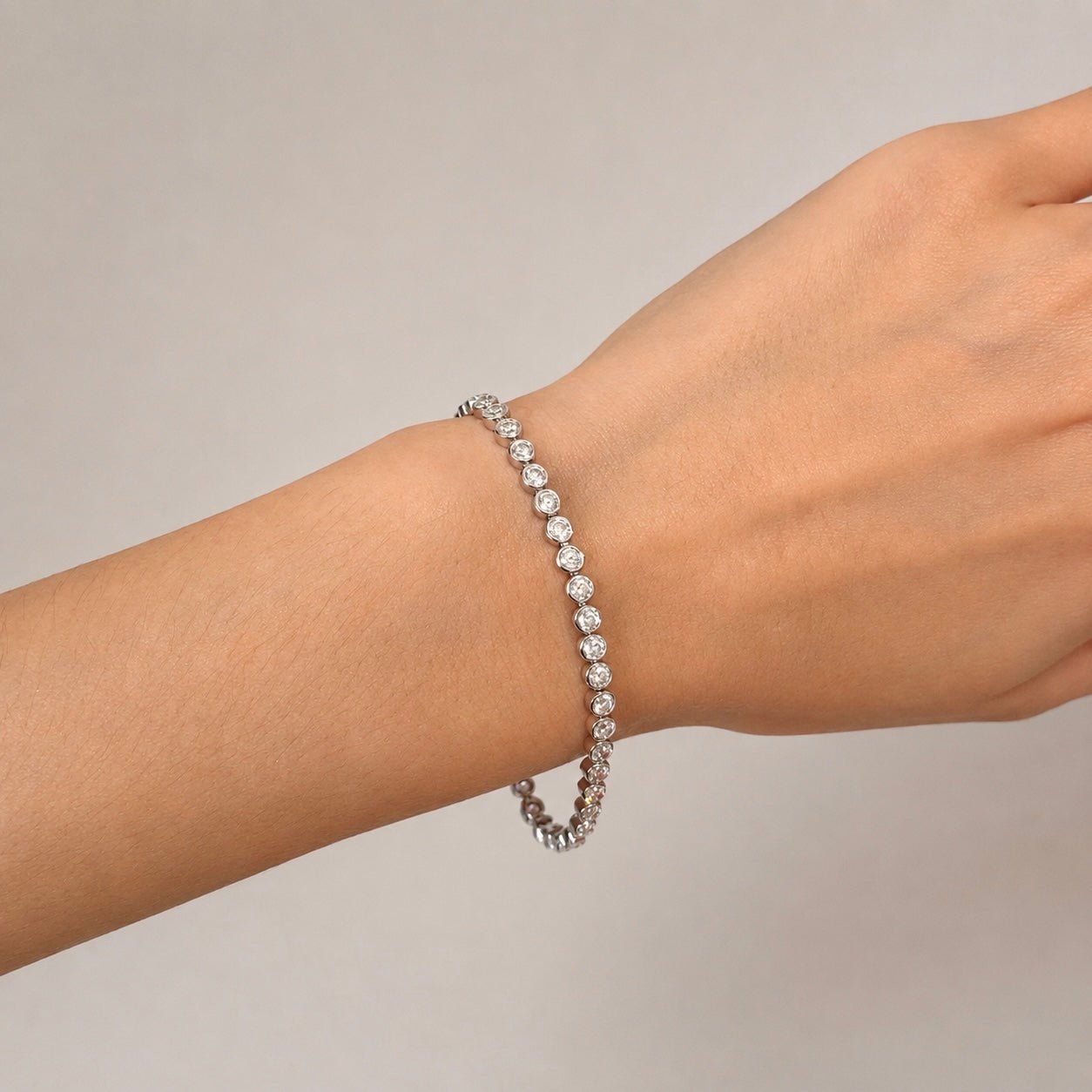 Rub Over Diamond Tennis Bracelet 4.00ct G/SI in 18k White Gold - All Diamond