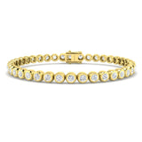 Rub Over Diamond Tennis Bracelet 4.00ct G/SI in 18k Yellow Gold - All Diamond