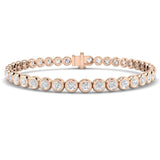 Rub Over Diamond Tennis Bracelet 5.00ct G/SI in 18k Rose Gold - All Diamond