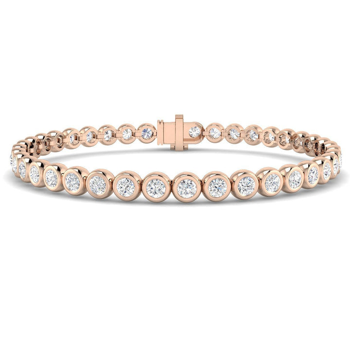 Rub Over Diamond Tennis Bracelet 5.00ct G/SI in 18k Rose Gold